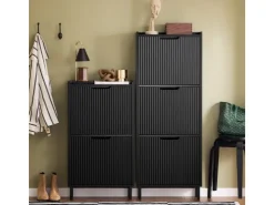 SoBuy Schuhkipper mit 3 Klappen Schuhschrank Schmal für Diele Flur FSR177-H-SCH