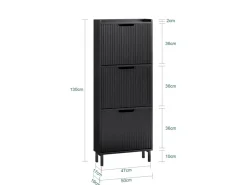 SoBuy Schuhkipper mit 3 Klappen Schuhschrank Schmal für Diele Flur FSR177-H-SCH