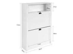 SoBuy Schuhkipper Schuhschrank mit 2 Klappen Schuhregal Weiß 80cm FSR87-W* Regal Weiß