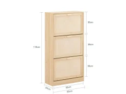 SoBuy Schuhschrank mit 3 Klappen Schuhregal Schuhkommode 60x118x24cm Natur FSR159-N