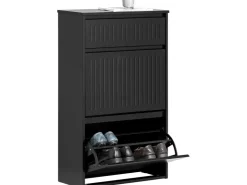 SoBuy Schuhschrank mit 2 Klappen und 1 Schublade Schuhkommode 61x100x26cm Schwarz FSR165-SCH