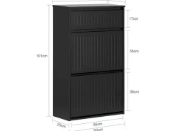 SoBuy Schuhschrank mit 2 Klappen und 1 Schublade Schuhkommode 61x100x26cm Schwarz FSR165-SCH