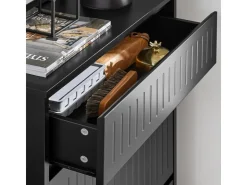 SoBuy Schuhschrank mit 2 Klappen und 1 Schublade Schuhkommode 61x100x26cm Schwarz FSR165-SCH