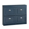 SoBuy Schuhschrank mit 4 Klappen Schuhkommode MDF Schuhregal 105x82x24cm Blau FSR79-B