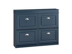 SoBuy Schuhschrank mit 4 Klappen Schuhkommode MDF Schuhregal 105x82x24cm Blau FSR79-B