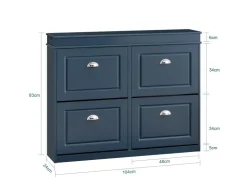 SoBuy Schuhschrank mit 4 Klappen Schuhkommode MDF Schuhregal 105x82x24cm Blau FSR79-B