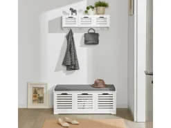 SoBuy Schuhtruhe mit 3 Körben Weiß Holzwerkstoff 105cm FSR23-W* Sitzbänke