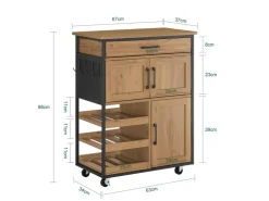 SoBuy Servierwagen Küchenwagen Rollwagen mit Schubladen und Weinregal 67x88x37cm FKW134-N* Regale Schwarz|Flaschenregale