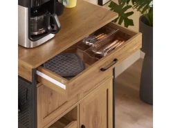 SoBuy Servierwagen Küchenwagen Rollwagen mit Schubladen und Weinregal 67x88x37cm FKW134-N* Regale Schwarz|Flaschenregale