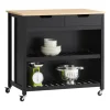 SoBuy Servierwagen mit 2 Ablagen Küchenwagen Küchenregal 98x94x58cm Schwarz FKW74-SCH