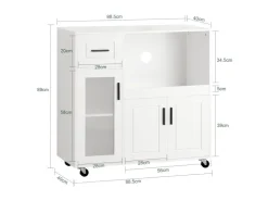 SoBuy Sideboard auf Rollen Küchenwagen Mikrowellenschrank Rollwagen FSB78-W
