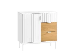 SoBuy Sideboard Küchenschrank Kommode Weiß/Natur 75x76x35cm FSB91-WN* Sideboards|Kommode