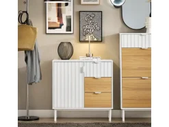 SoBuy Sideboard Küchenschrank Kommode Weiß/Natur 75x76x35cm FSB91-WN* Sideboards|Kommode