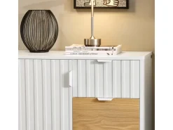 SoBuy Sideboard Küchenschrank Kommode Weiß/Natur 75x76x35cm FSB91-WN* Sideboards|Kommode