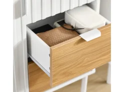 SoBuy Sideboard Küchenschrank Kommode Weiß/Natur 75x76x35cm FSB91-WN* Sideboards|Kommode