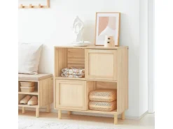 SoBuy Sideboard Kommode Küchenschrank Flurschrank Lowboard Natur FSB87-N