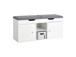 SoBuy Sitzbank mit 2 Sitzkissen und Stauraum PB Weiß FSR96-W* Regal Weiß|Kissen