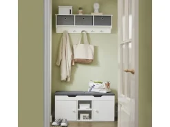 SoBuy Sitzbank mit 2 Sitzkissen und Stauraum PB Weiß FSR96-W* Regal Weiß|Kissen