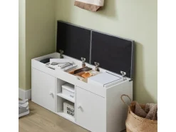 SoBuy Sitzbank mit 2 Sitzkissen und Stauraum PB Weiß FSR96-W* Regal Weiß|Kissen