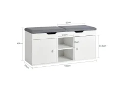 SoBuy Sitzbank mit 2 Sitzkissen und Stauraum PB Weiß FSR96-W* Regal Weiß|Kissen