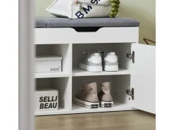 SoBuy Sitzbank mit 2 Sitzkissen und Stauraum PB Weiß FSR96-W* Regal Weiß|Kissen