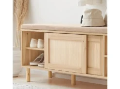 SoBuy Sitzbank mit Stauraum Schuhbank Schuhregal Natur FSR163-N* Sitzbänke