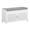 SoBuy Sitzbank mit Stauraum Schuhbank MDF Weiß 90cm FSR102-W