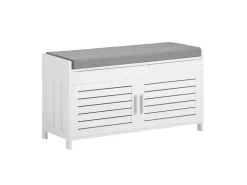 SoBuy Sitzbank mit Stauraum Schuhbank MDF Weiß 90cm FSR102-W