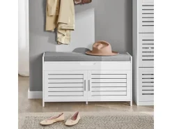 SoBuy Sitzbank mit Stauraum Schuhbank MDF Weiß 90cm FSR102-W
