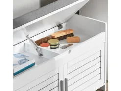 SoBuy Sitzbank mit Stauraum Schuhbank MDF Weiß 90cm FSR102-W