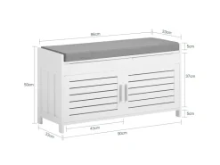 SoBuy Sitzbank mit Stauraum Schuhbank MDF Weiß 90cm FSR102-W