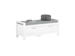 SoBuy Sitzbank mit Stauraum und 2 Schubladen MDF Weiß FSR74-W* Regal Weiß|Sitzbänke