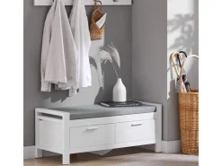 SoBuy Sitzbank mit Stauraum und 2 Schubladen MDF Weiß FSR74-W* Regal Weiß|Sitzbänke