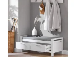 SoBuy Sitzbank mit Stauraum und 2 Schubladen MDF Weiß FSR74-W* Regal Weiß|Sitzbänke