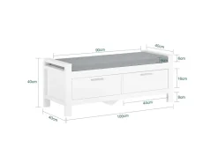 SoBuy Sitzbank mit Stauraum und 2 Schubladen MDF Weiß FSR74-W* Regal Weiß|Sitzbänke