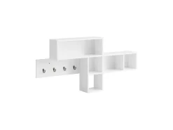 SoBuy Wandgarderobe Flurgarderobe Kleiderhaken Hängeregal mit 4 Haken Weiß FHK17-W