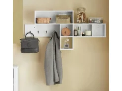 SoBuy Wandgarderobe Flurgarderobe Kleiderhaken Hängeregal mit 4 Haken Weiß FHK17-W