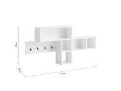 SoBuy Wandgarderobe Flurgarderobe Kleiderhaken Hängeregal mit 4 Haken Weiß FHK17-W