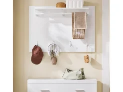 SoBuy Wandgarderobe Garderobenleiste mit Regal und Haken Garderobenpaneel für Flur FHK36-W* Garderoben