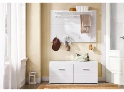 SoBuy Wandgarderobe Garderobenleiste mit Regal und Haken Garderobenpaneel für Flur FHK36-W* Garderoben