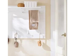 SoBuy Wandgarderobe Garderobenleiste mit Regal und Haken Garderobenpaneel für Flur FHK36-W* Garderoben