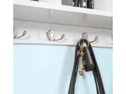 SoBuy Wandgarderobe Hängeregal Wandschrank mit 4 Haken FRG48-W* Regal Weiß