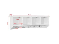 SoBuy Wandgarderobe mit 5 Haken Holzwerkstoff Weiß FRG48-L-W