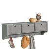 SoBuy Wandgarderobe mit 3 Körben und 5 Haken MDF Vlies Grau FRG282-HG