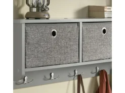 SoBuy Wandgarderobe mit 3 Körben und 5 Haken MDF Vlies Grau FRG282-HG