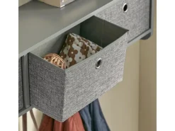 SoBuy Wandgarderobe mit 3 Körben und 5 Haken MDF Vlies Grau FRG282-HG