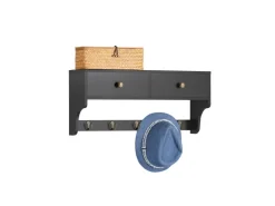 SoBuy Wandgarderobe mit 2 Schubladen und 5 Haken MDF Schwarz FRG178-SCH* Garderoben