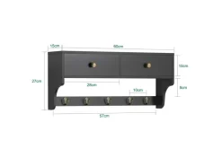 SoBuy Wandgarderobe mit 2 Schubladen und 5 Haken MDF Schwarz FRG178-SCH* Garderoben