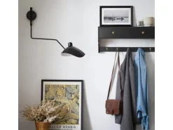 SoBuy Wandgarderobe mit 2 Schubladen und 5 Haken MDF Schwarz FRG178-SCH* Garderoben