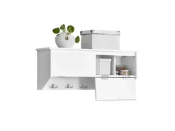 SoBuy Wandgarderobe mit 2 Klappen und 5 Haken MDF Weiß FHK24-W* Garderoben